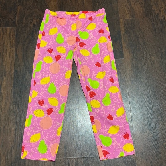 LILLY PULITZER Liza capri pants Hibiscus Pink Marzipan Print Size 4 EUC - Picture 1 of 14